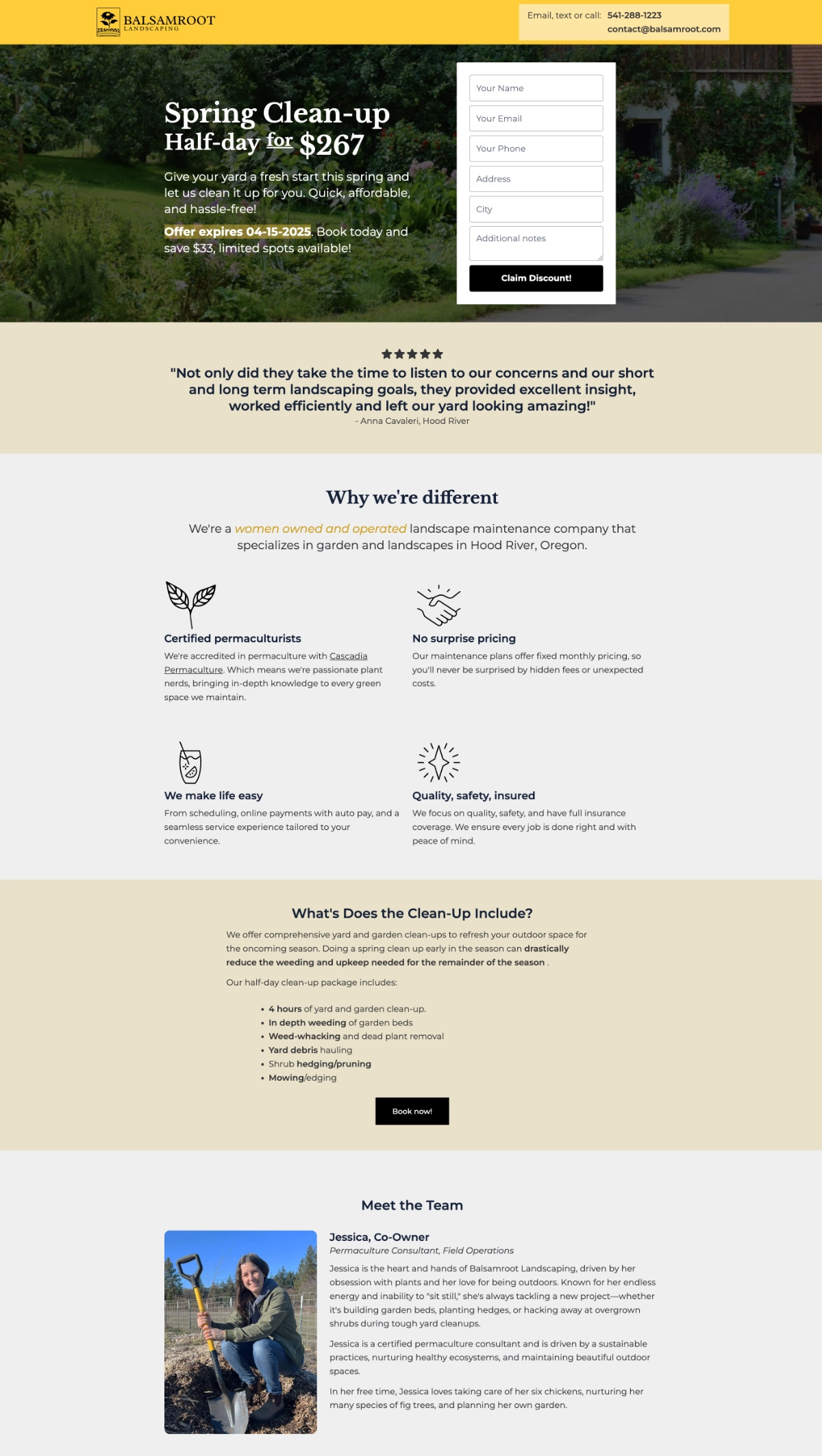 Balsamroot Landscaping full landing page