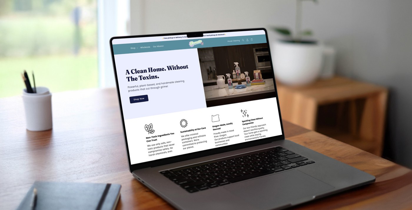 Fernette Cleaning Company website on a laptop