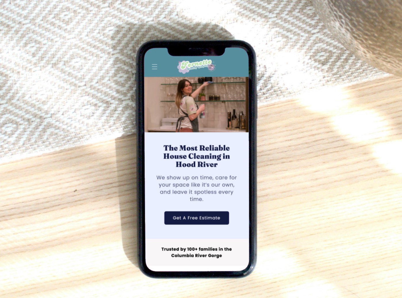 Fernette Cleaning Company mobile landing page