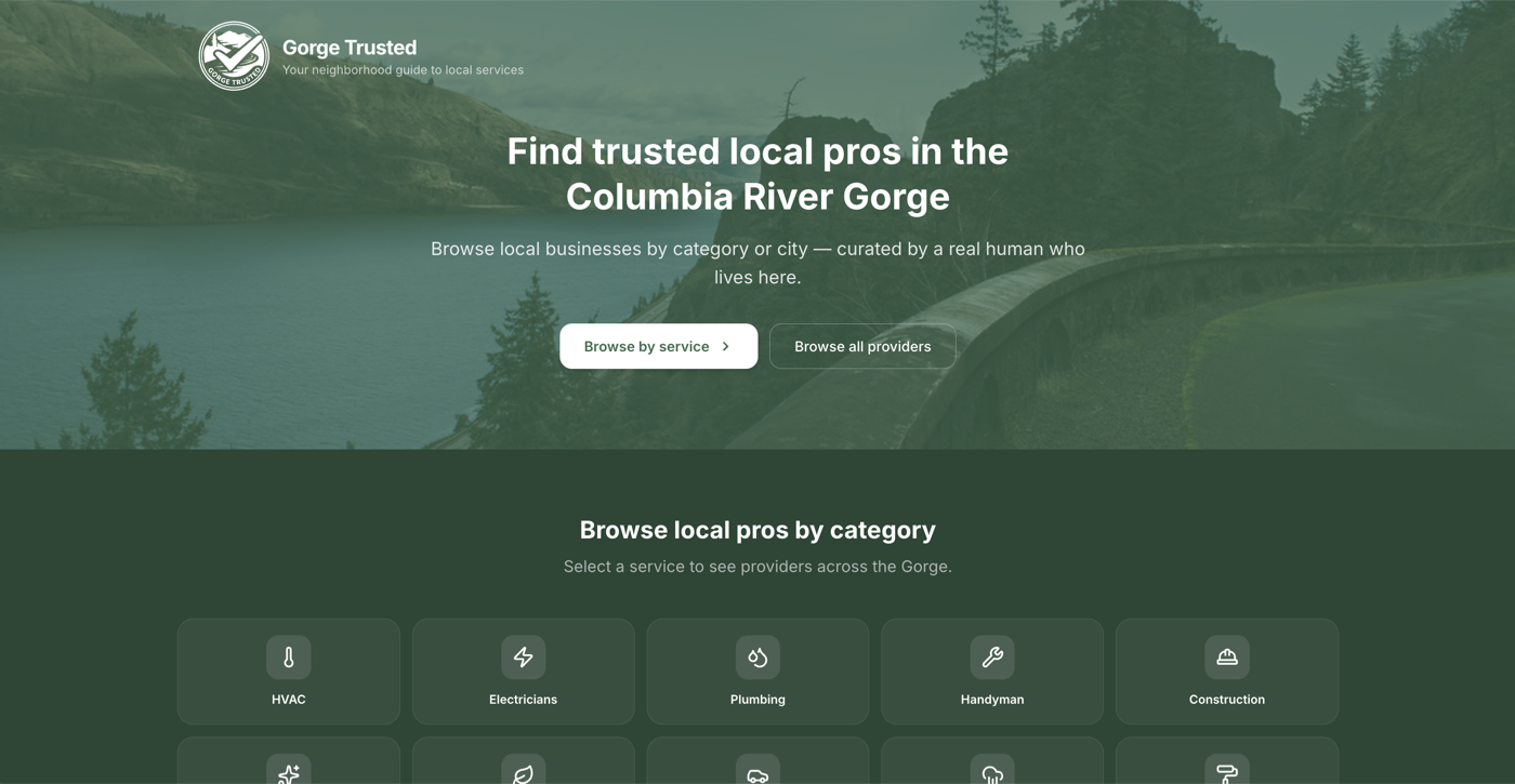 Gorge Trusted homepage